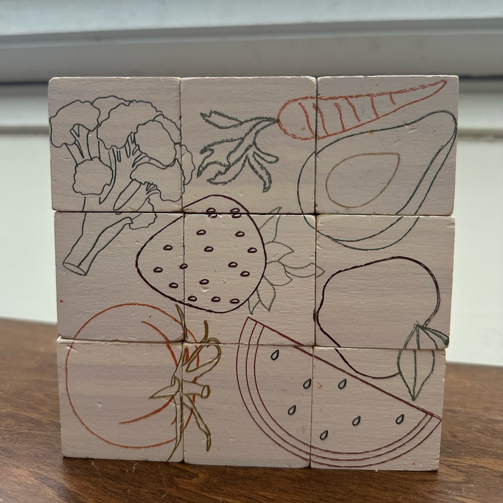 Wooden Fruit and Vegetable Stacking Puzzle